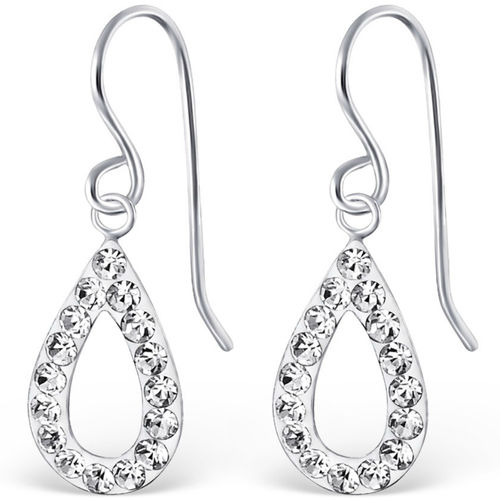 Sterling Silver sparkly oval hook earrings