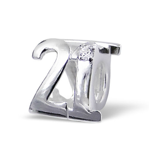 Sterling Silver Number "21" Charm Bead