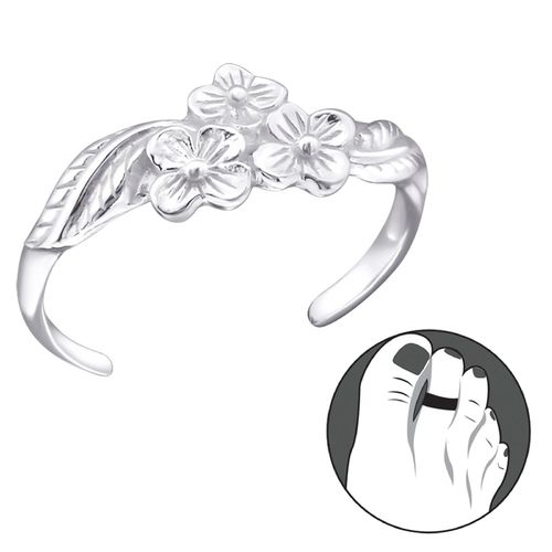 Sterling Silver "Flowers" Design Toe Ring