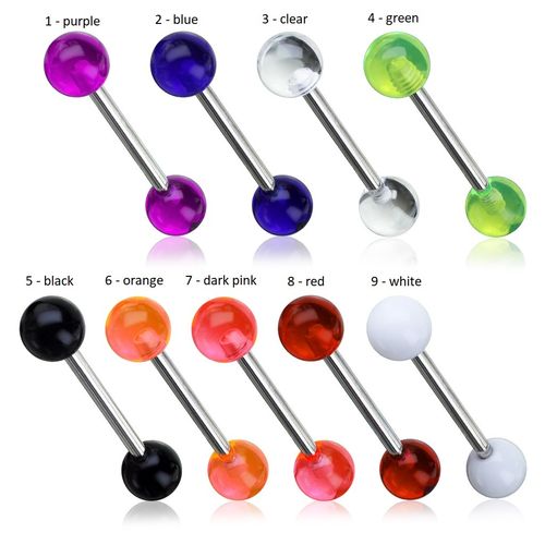 316L Barbell with UV Reactive Acrylic Balls