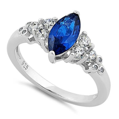 S/S Clear & Blue Spinel CZ Ring