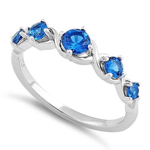 S/S 5 Blue Spinel CZ Ring