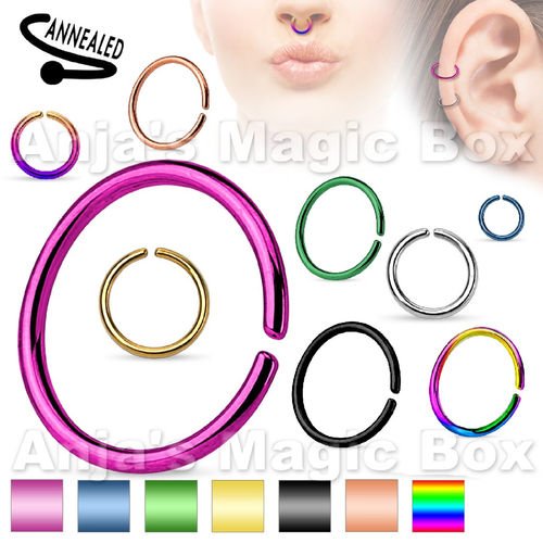 Bendable Piercing Ring with Titanium Colour Coating